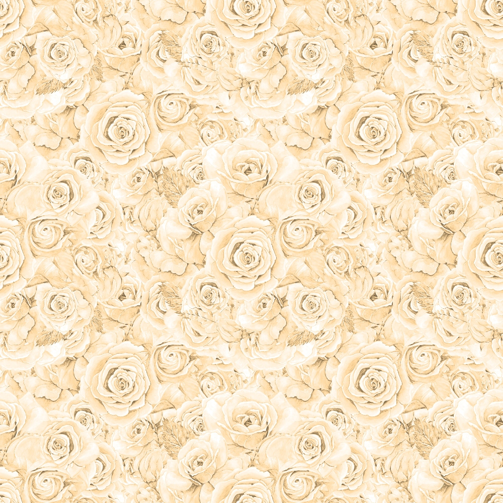 Pattern of cream-colored roses densely packed, creating a floral background.