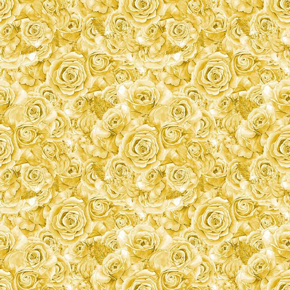 A seamless pattern of yellow roses fills the image, with each rose intricately detailed and overlapping, creating a dense floral texture.