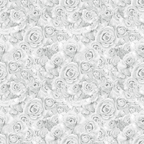 Black and white sketch of a dense arrangement of roses, filling the entire image with overlapping blooms.