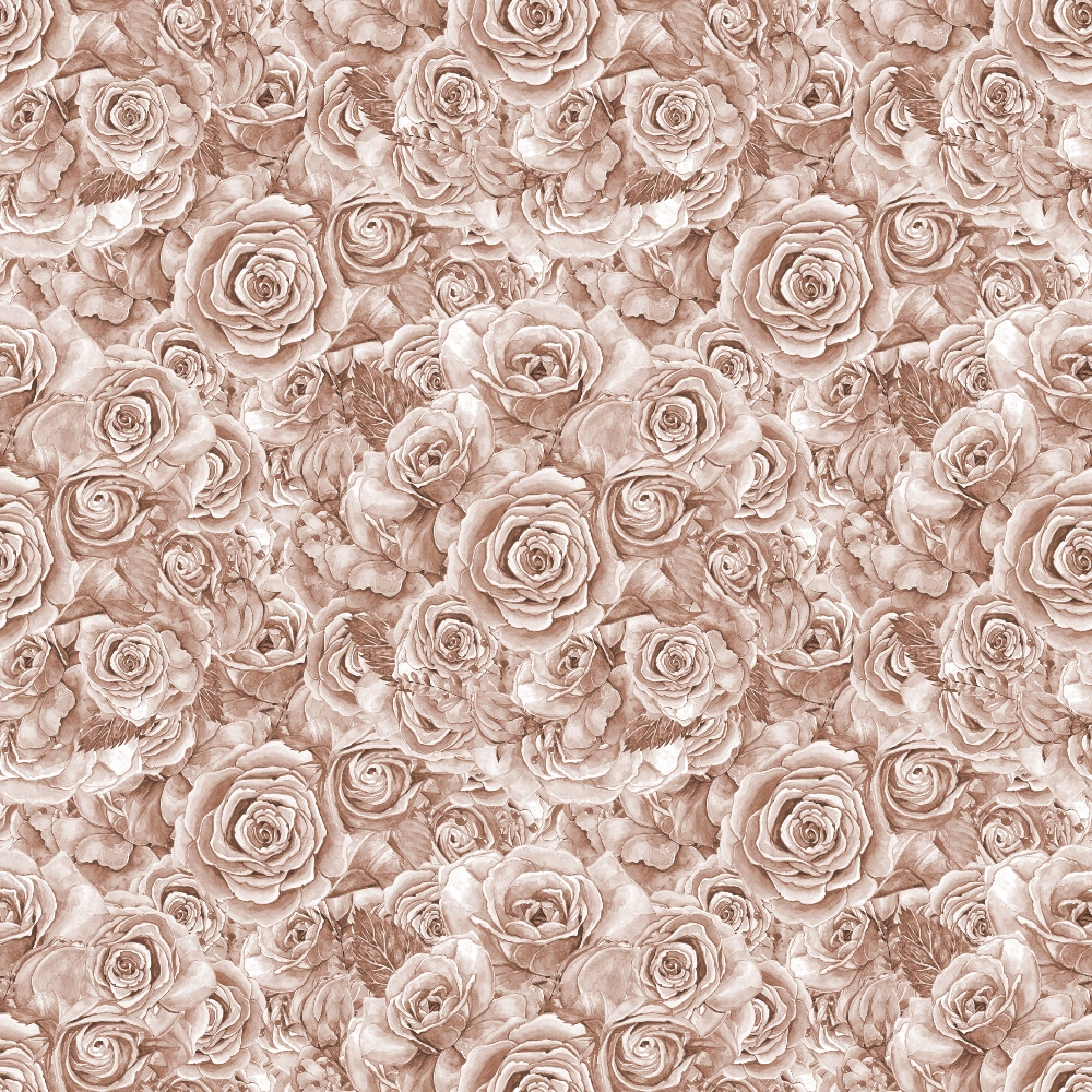 Pattern of sepia-toned roses, densely arranged, creating a floral background.
