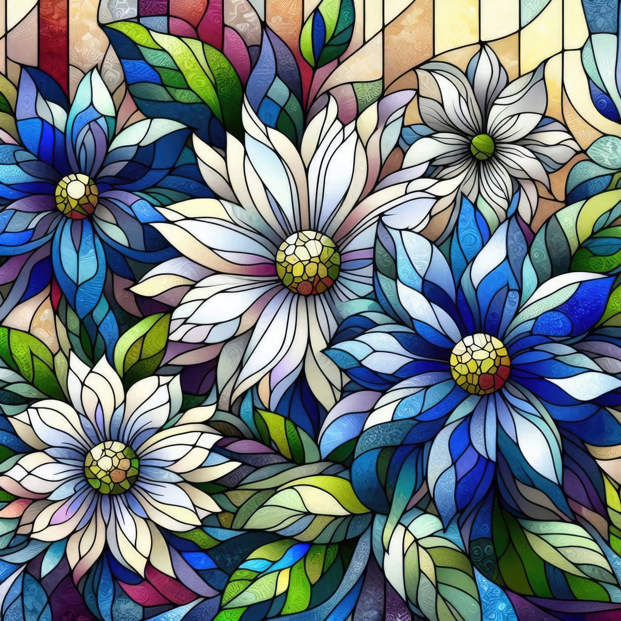 Sapphire Mosaic Blooms Pattern 5 Minky Fabric