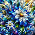 Sapphire Mosaic Blooms Pattern 8 Minky Fabric