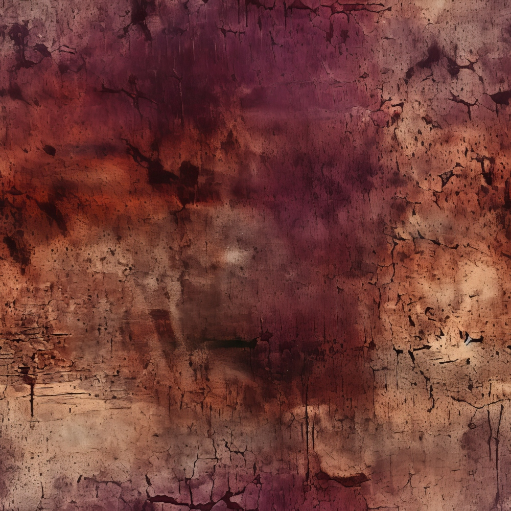 Abstract texture with a mix of deep red, purple, and brown tones, featuring cracks and peeling paint patterns throughout the surface.