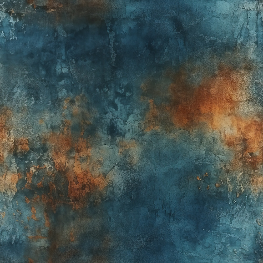 Abstract art with a marbled effect in shades of blue, orange, and brown, creating a textured, watercolor-like appearance.