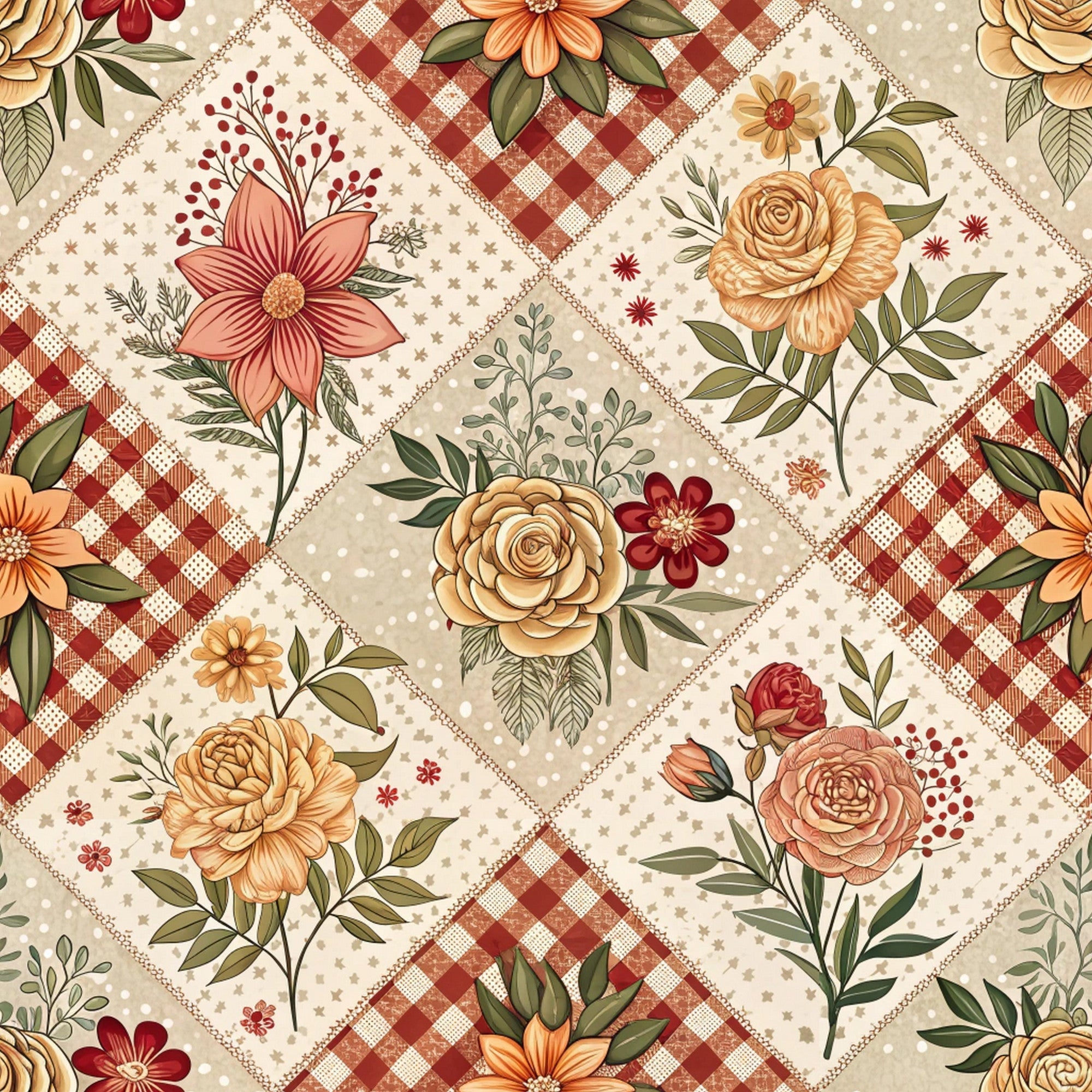 Rustic Patchwork Quilt Pattern 1 Minky Fabric