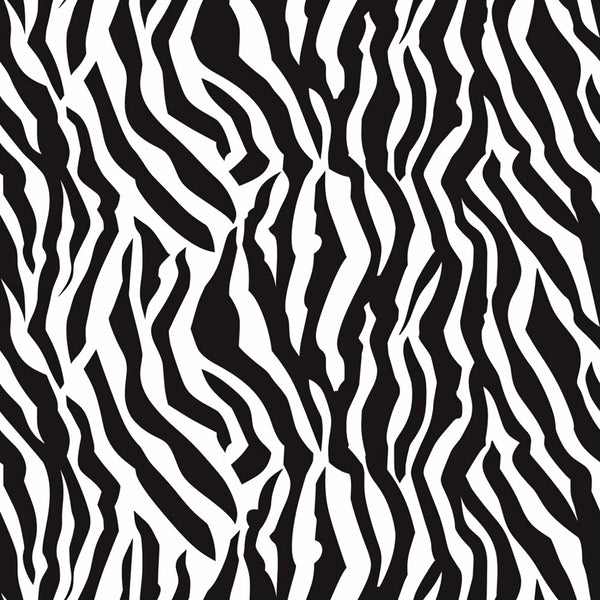 Black and white zebra stripe pattern, featuring irregular, wavy lines creating a high-contrast abstract design.