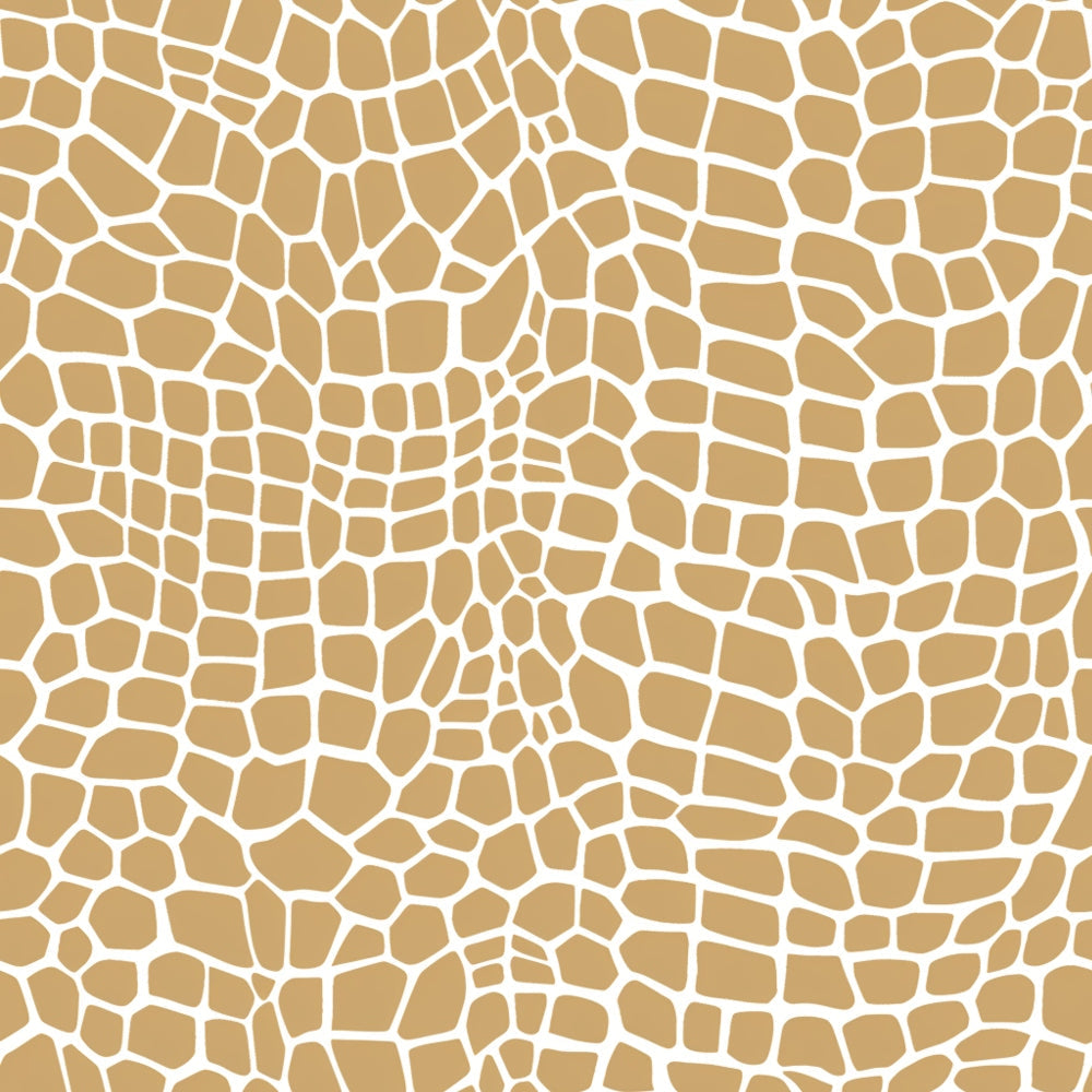 Abstract pattern with irregular, interlocking beige shapes on a white background. Resembling a mosaic or cobblestone texture.