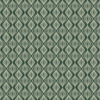 A geometric pattern with interlocking, wavy teal and cream lines forming a seamless, repetitive design.