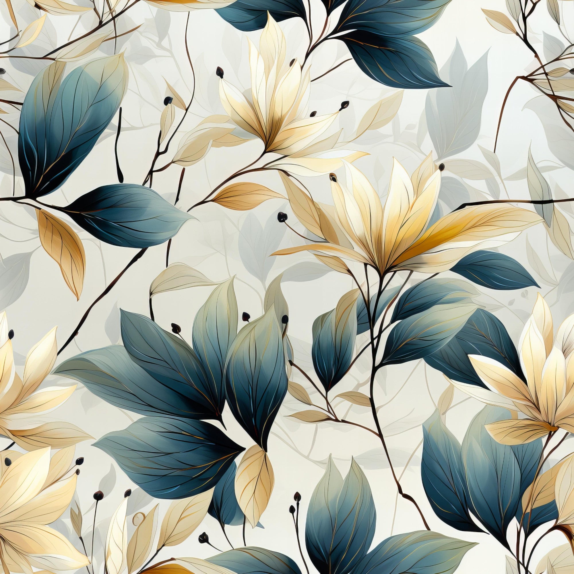 Sage Green Leaves Pattern 12 Minky Fabric