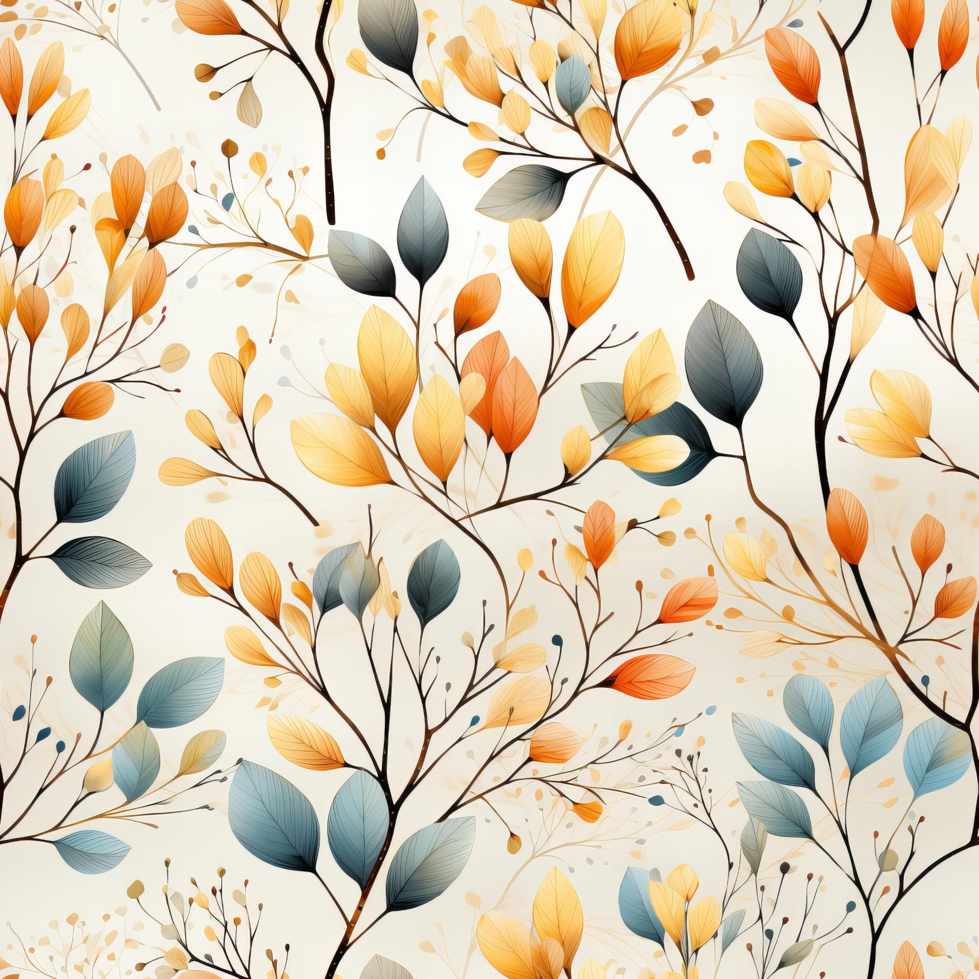 Sage Green Leaves Pattern 13 Minky Fabric