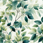 Sage Green Leaves Pattern 15 Minky Fabric