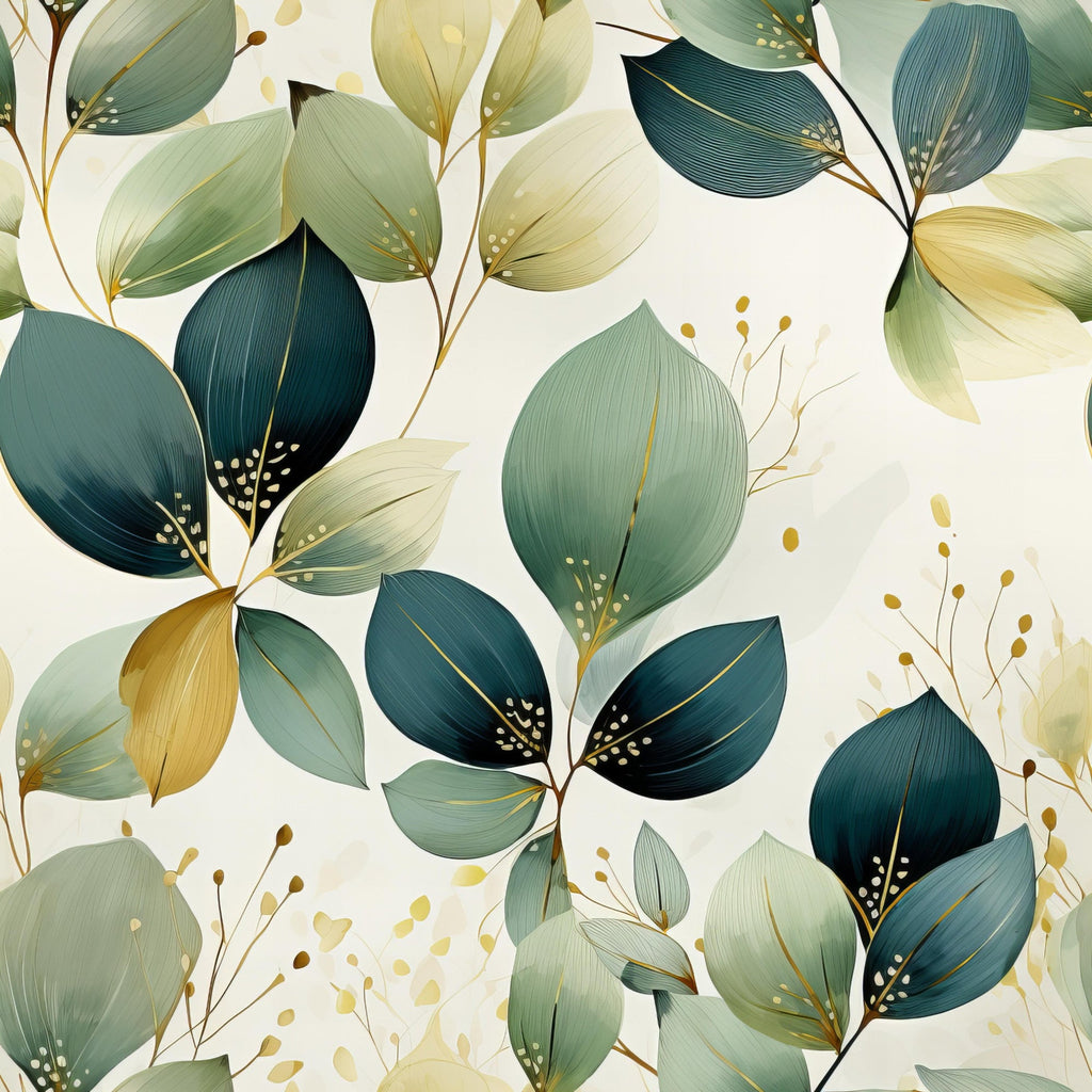 Sage Green Leaves Pattern 2 Minky Fabric