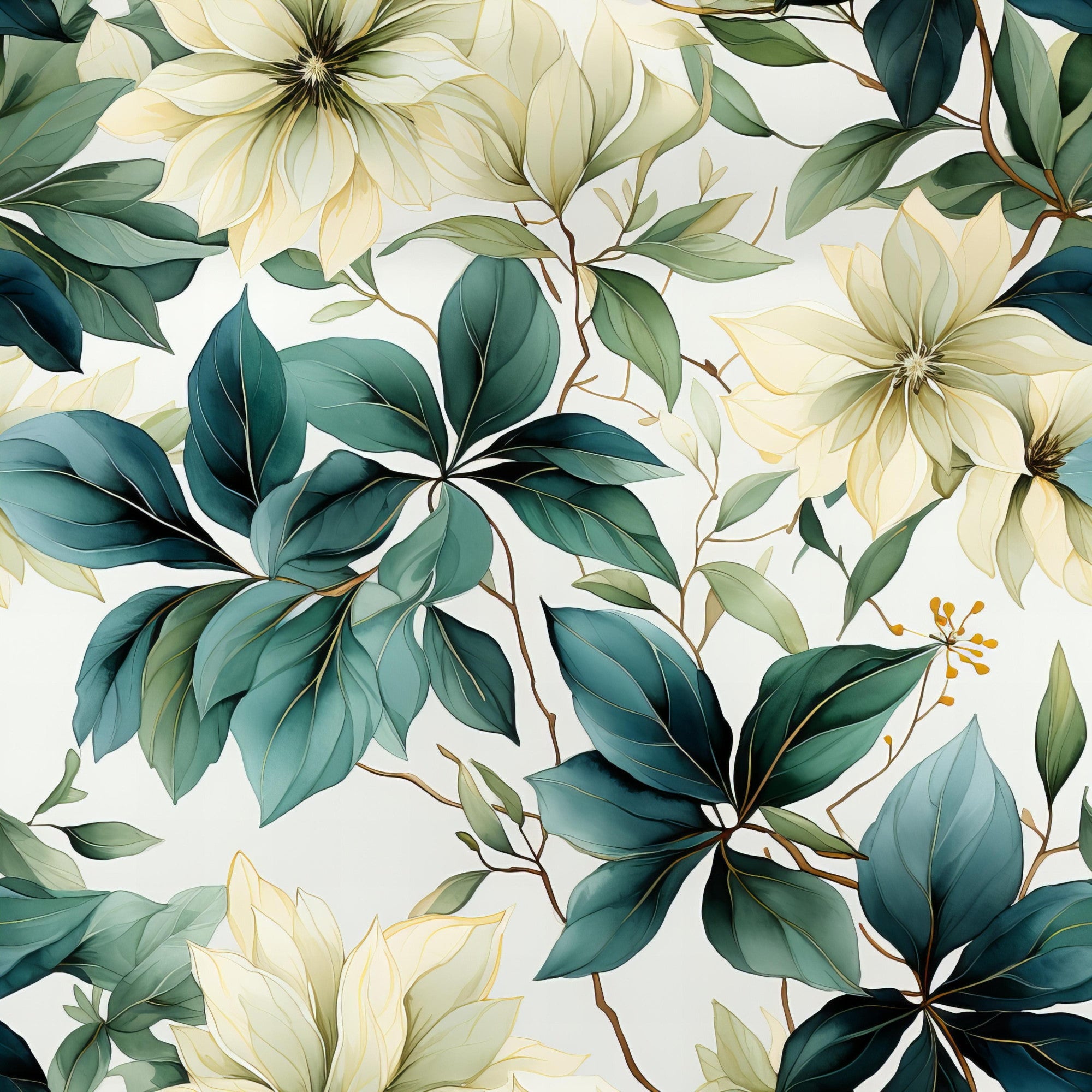 Sage Green Leaves Pattern 5 Minky Fabric