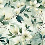 Sage Green Leaves Pattern 7 Minky Fabric