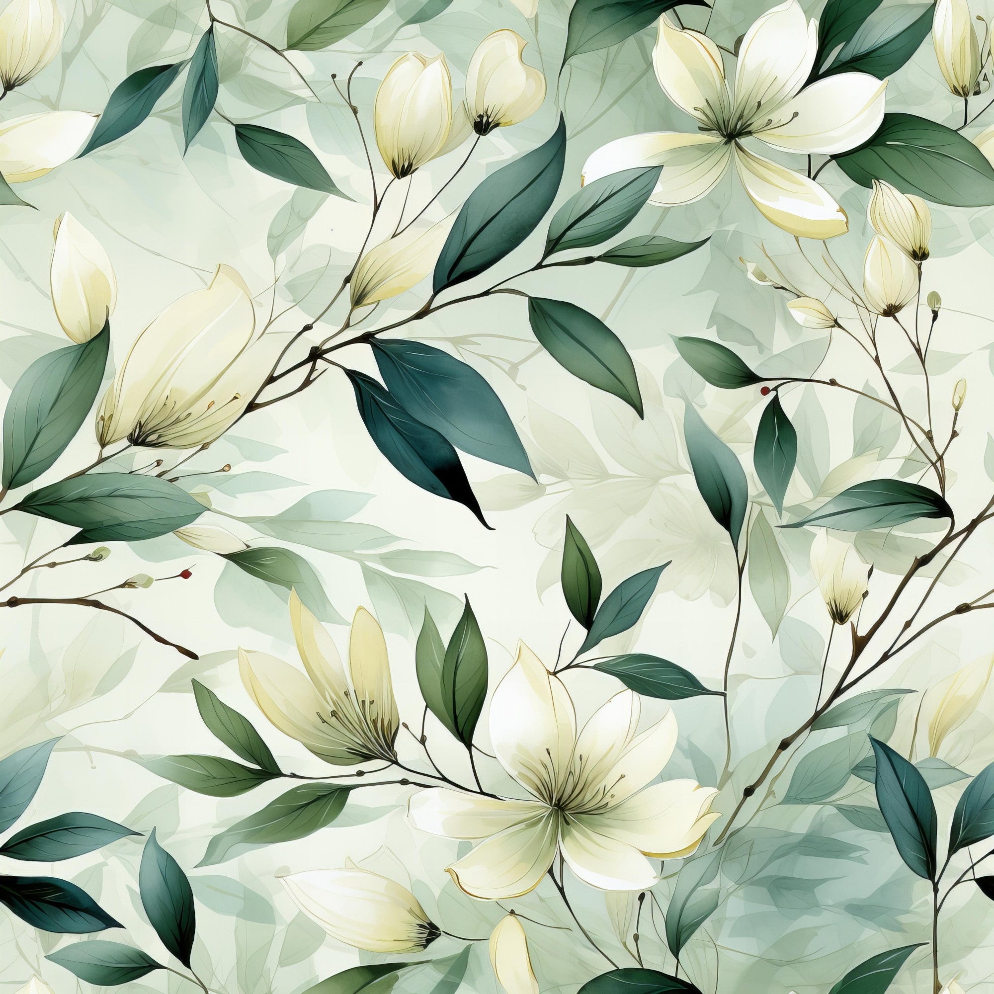Sage Green Leaves Pattern 7 Minky Fabric