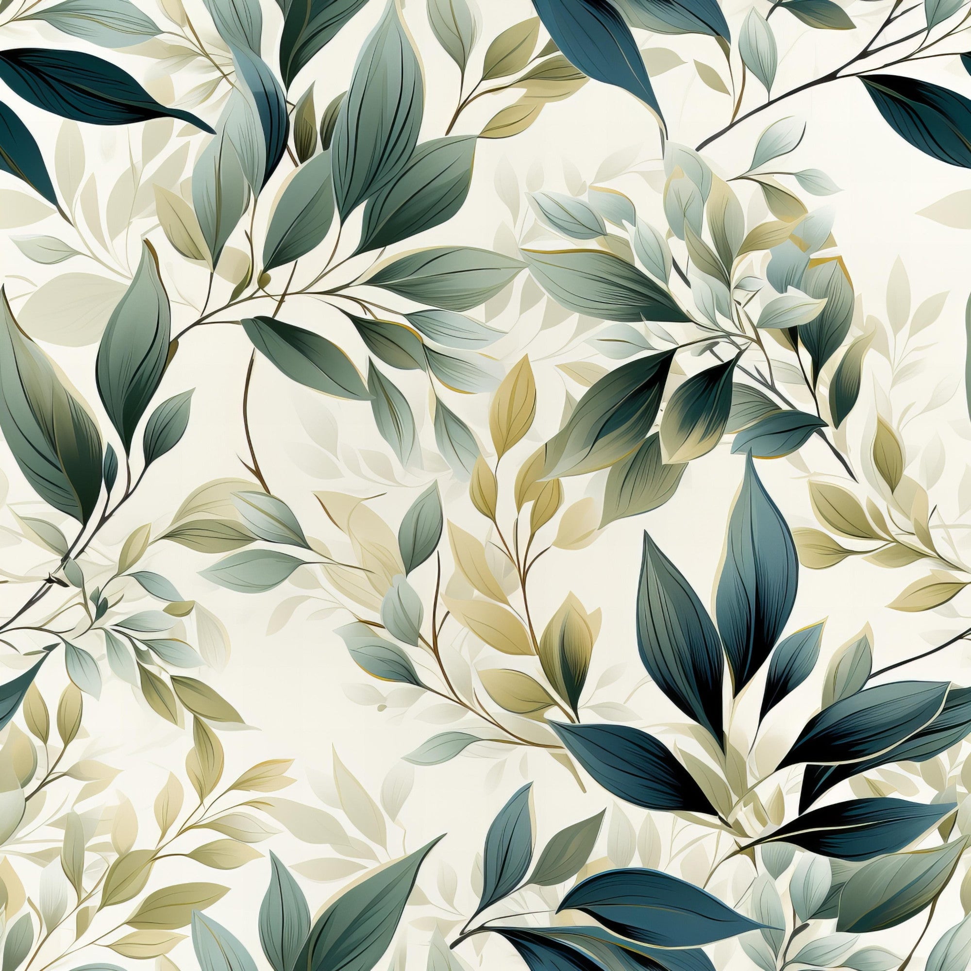 Sage Green Leaves Pattern 8 Minky Fabric