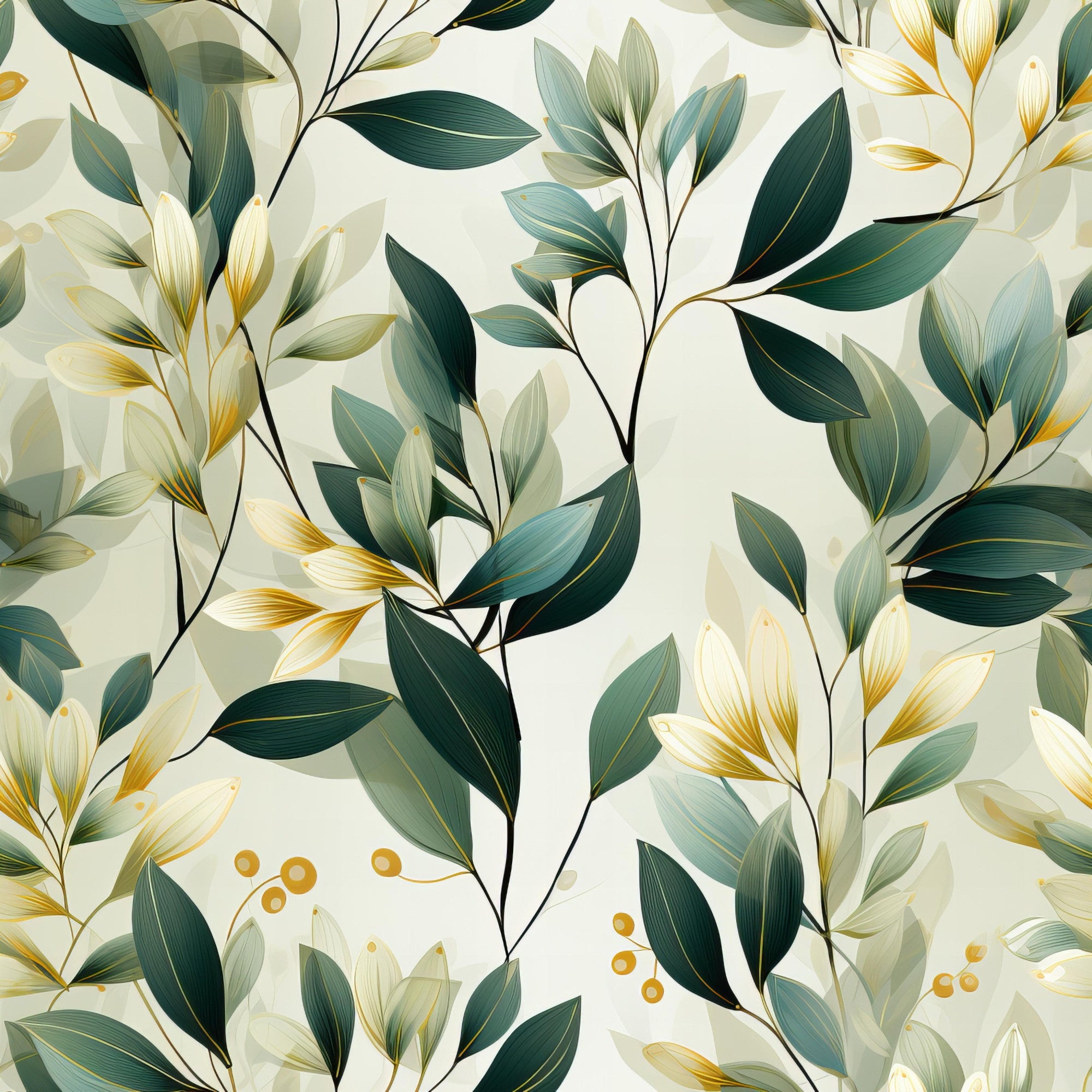 Sage Green Leaves Pattern 9 Minky Fabric