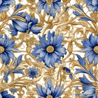 Sapphire Blue Flowers Pattern 10 Minky Fabric