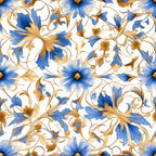 Sapphire Blue Flowers Pattern 11 Minky Fabric