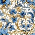 Sapphire Blue Flowers Pattern 12 Minky Fabric