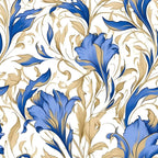 Sapphire Blue Flowers Pattern 2 Minky Fabric