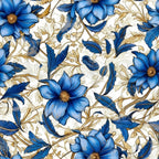 Sapphire Blue Flowers Pattern 3 Minky Fabric