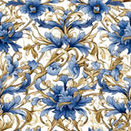 Sapphire Blue Flowers Pattern 4 Minky Fabric