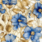 Sapphire Blue Flowers Pattern 5 Minky Fabric