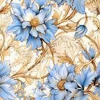 Sapphire Blue Flowers Pattern 6 Minky Fabric