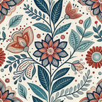 Scandinavian Folk Floral Pattern 10 Minky Fabric