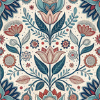 Scandinavian Folk Floral Pattern 1 Minky Fabric