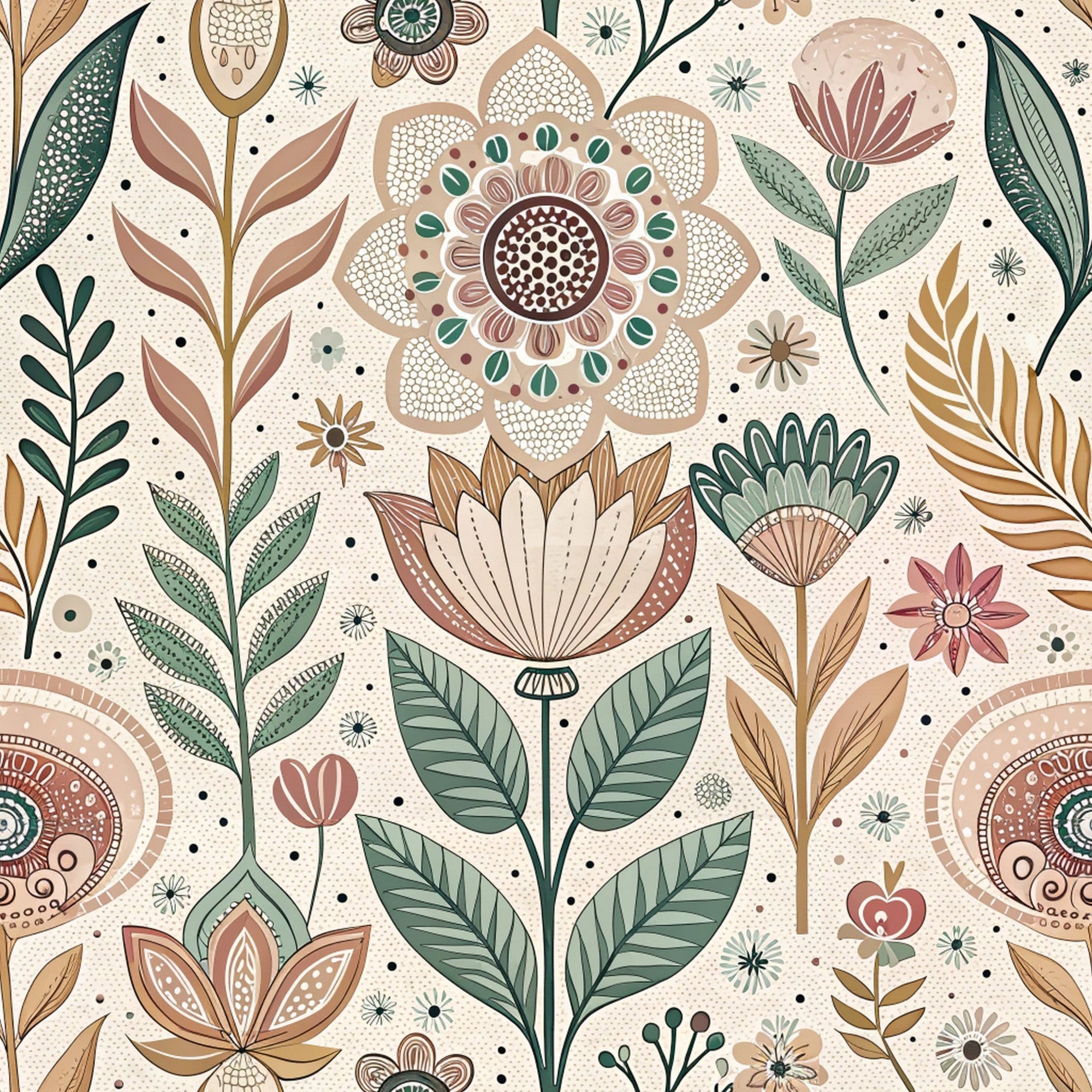 Scandinavian Folk Floral Pattern 3 Minky Fabric