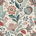 Scandinavian Folk Floral Pattern 4 Minky Fabric