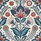 Scandinavian Folk Floral Pattern 6 Minky Fabric