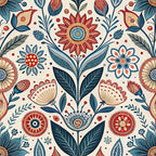Scandinavian Folk Floral Pattern 8 Minky Fabric