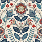 Scandinavian Folk Floral Pattern 9 Minky Fabric