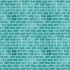 teal, turquoise, mint green, brick pattern, grunge texture, weathered effect, geometric design, distressed look,, fabric panel, textured surface, vintage style, aged appearance, rectangular bricks, mortar lines, rustic feel, crafting material, sewing fabric