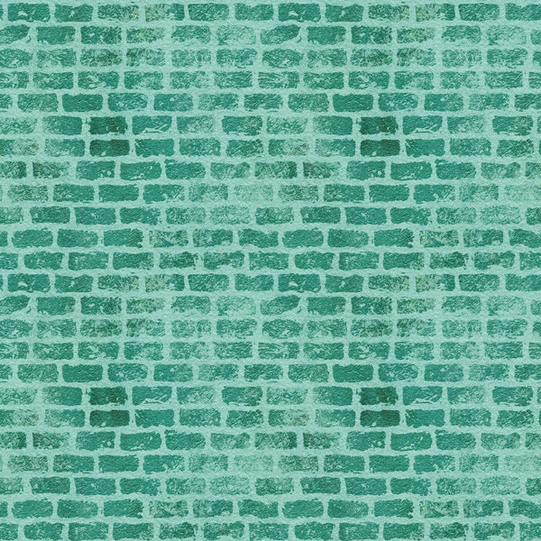 teal, turquoise, mint green, brick wall pattern, grunge texture, weathered bricks, distressed look, geometric pattern,, fabric panel, vintage style, textured surface, building blocks, masonry design, aged appearance, rectangular bricks, mortar lines, urban theme, architectural pattern