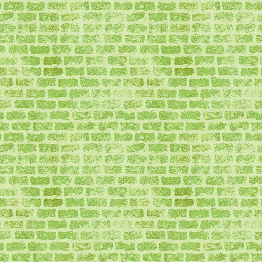 lime green, sage green, brick pattern, grunge texture, weathered bricks, distressed appearance, geometric design,, fabric panel, rustic style, textured surface, building material motif, architectural pattern, vintage weathering, rough texture, urban industrial, aged appearance, rectangular bricks, mortar lines