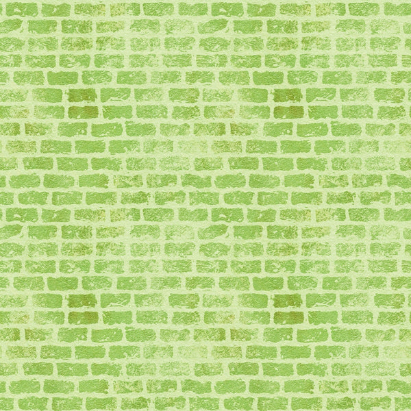 lime green, sage green, brick pattern, grunge texture, weathered bricks, distressed appearance, geometric design,, fabric panel, rustic style, textured surface, building material motif, architectural pattern, vintage weathering, rough texture, urban industrial, aged appearance, rectangular bricks, mortar lines