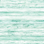 A wooden background with horizontal planks painted in a light teal color, showing a distressed and textured finish.