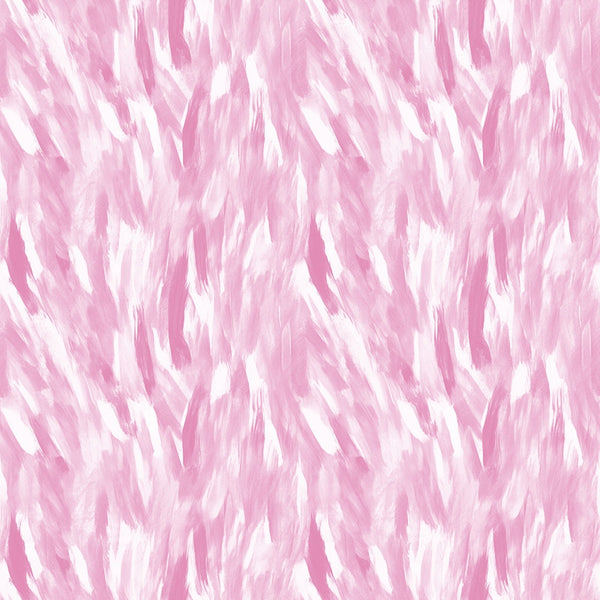 Abstract pattern with pink and white brush strokes creating a textured, feather-like appearance.
