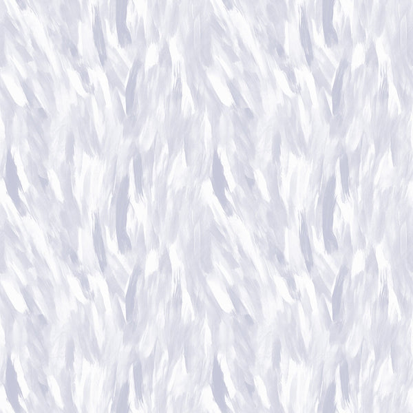 Abstract pattern with white and light gray brushstrokes resembling feathers or waves, creating a textured and flowing appearance.