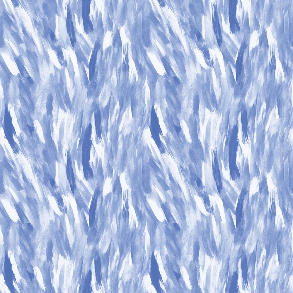 Abstract pattern with blue and white brushstrokes creating a textured, feather-like appearance.