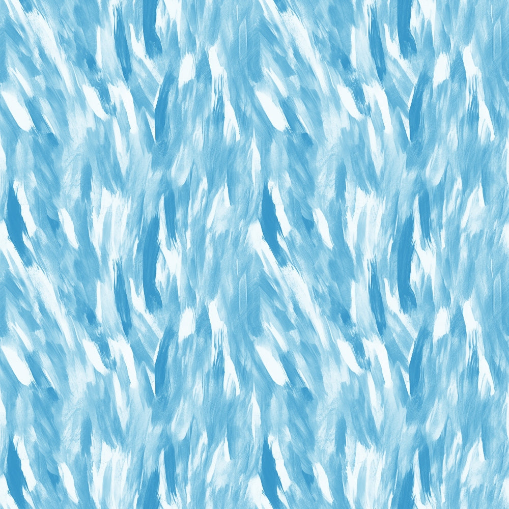 Abstract pattern with broad, textured strokes of various shades of blue and white, creating a dynamic, flowing appearance.