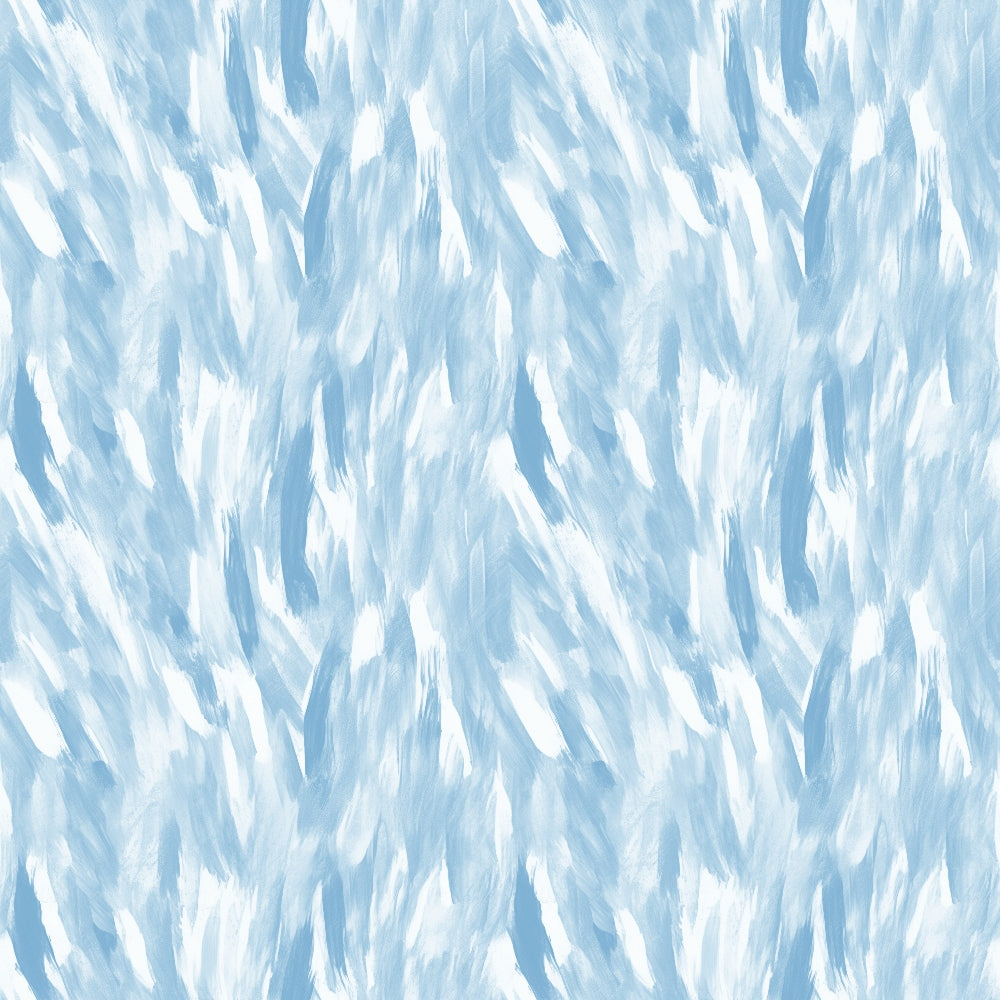 Abstract pattern of white brush strokes on a light blue background, creating a textured and dynamic appearance.