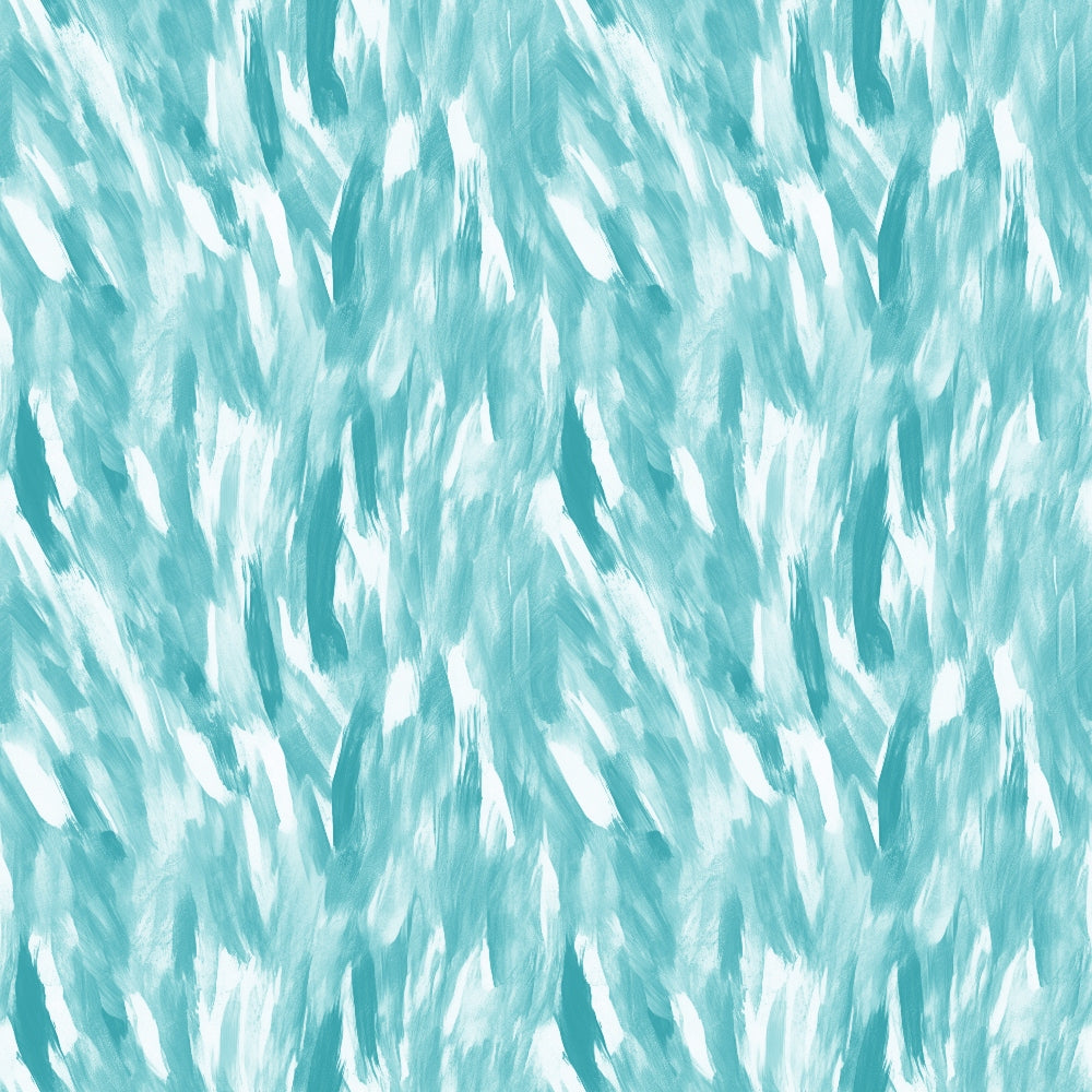 Abstract turquoise and white pattern with brushstroke textures creating a dynamic, flowing design.