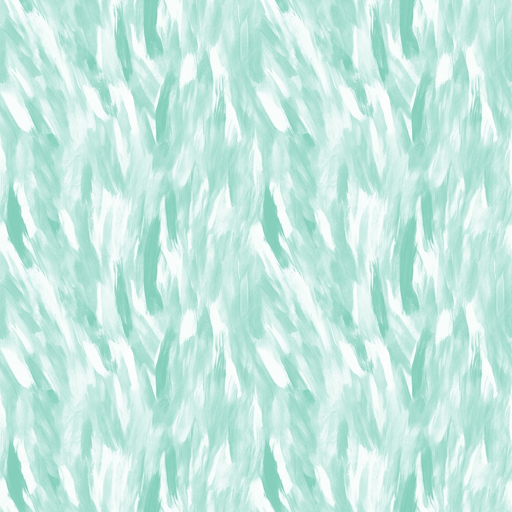 Abstract teal and white brushstroke pattern with a textured appearance.