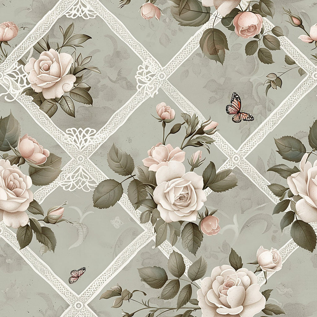 Heirloom Trellis Blooms Pattern 11 Minky Fabric