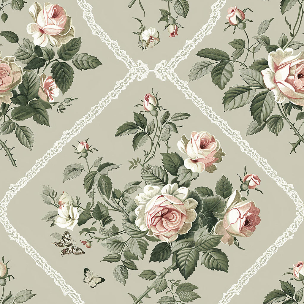 Heirloom Trellis Blooms Pattern 8 Minky Fabric